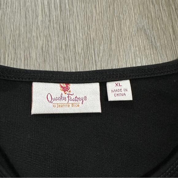 Quacker Factory Black Pink Shark Bite Zippered Hem Long Sleeve Top Size XL - Picture 5 of 8